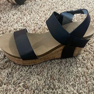 Corkys black wedge